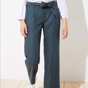 LOFT tie waist linen blend pants
